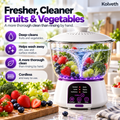 Rechargeable fruit and vegetable washer cleaning strawberries, grapes and broccoli