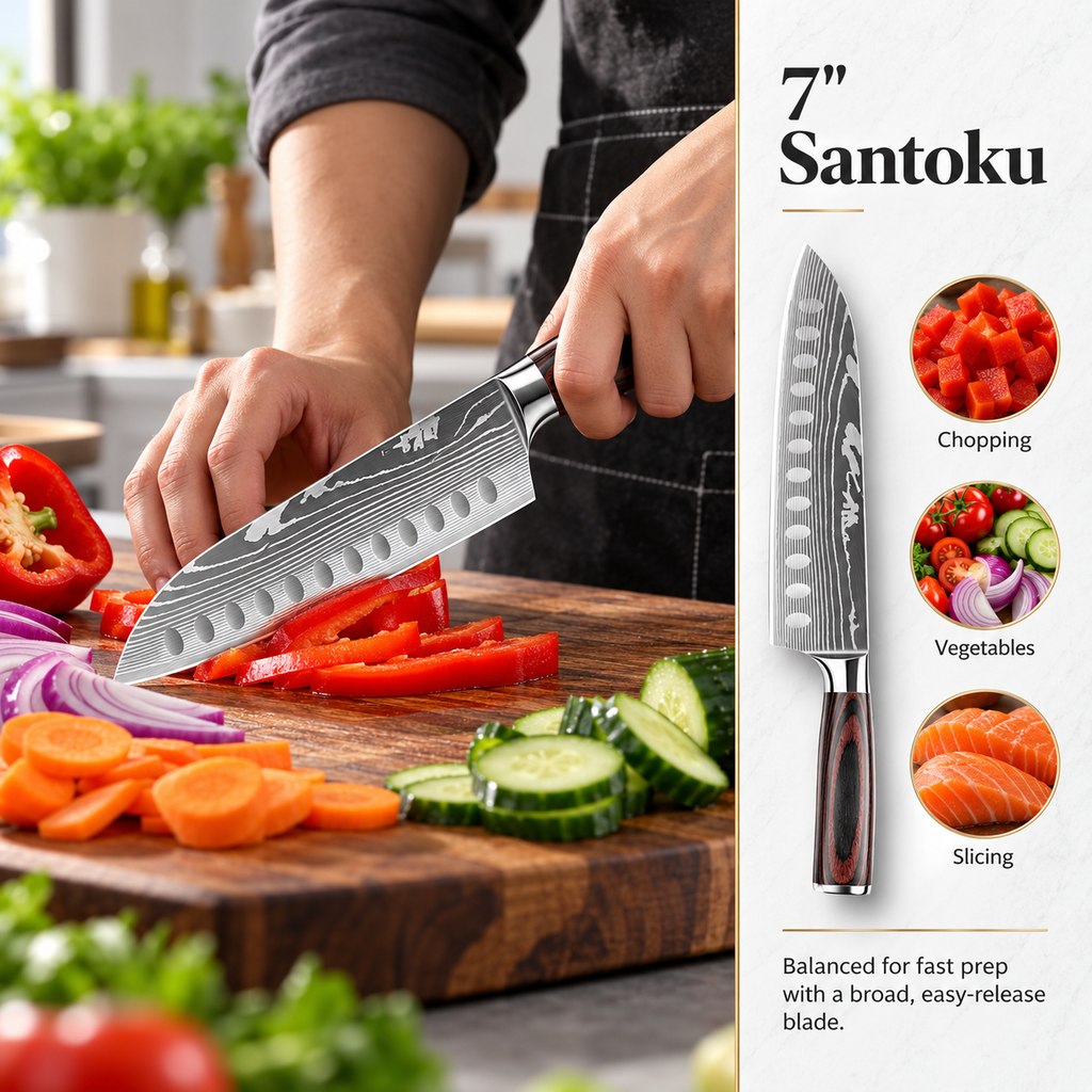Santoku knife from the Kolveth knife set
