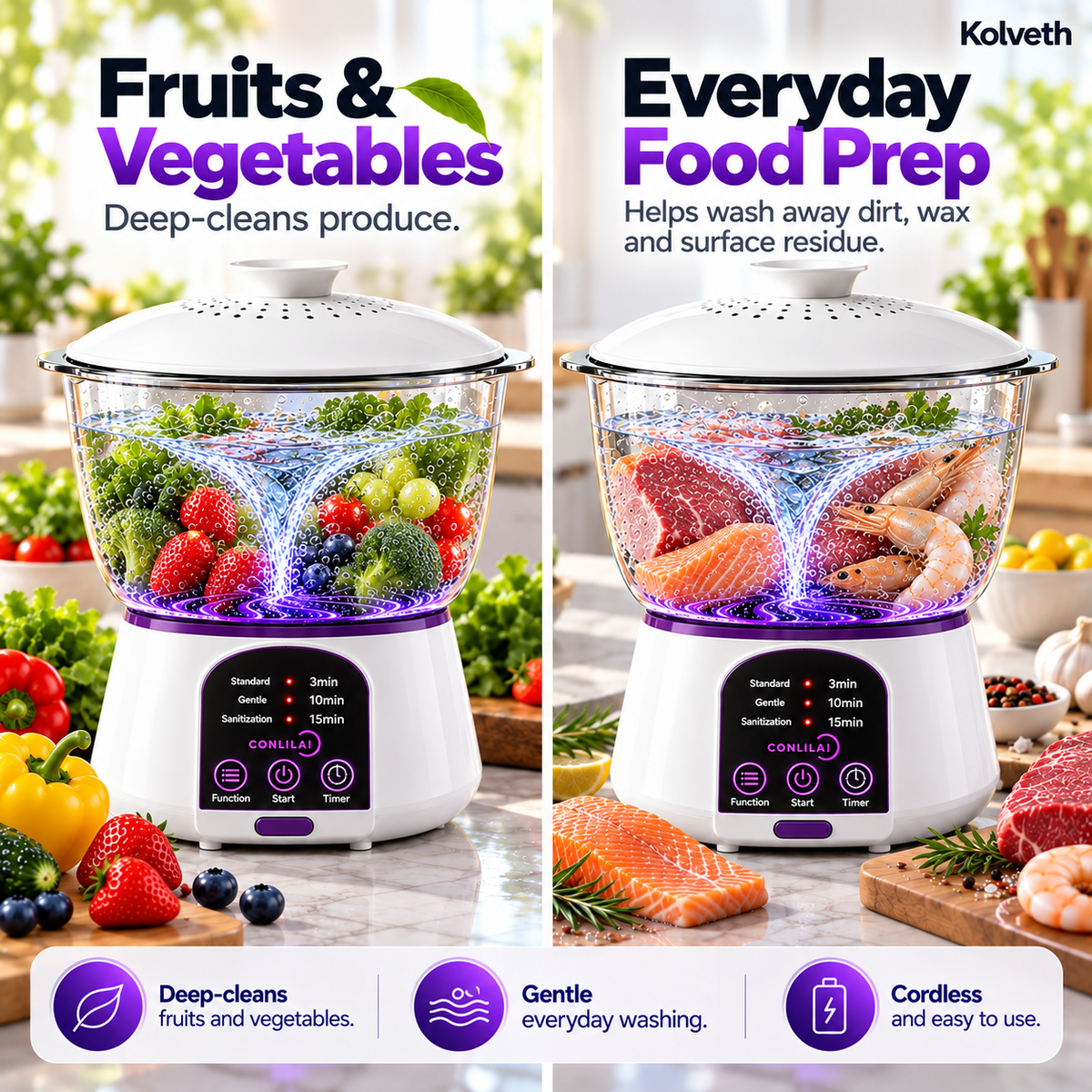 Washer used for fruits and vegetables and for everyday food prep like meat and seafood